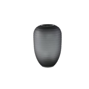 Vase – Massives Glas, Gerippte Struktur, Graue Farbe, Hoch S – Nadah | PTMD