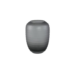 Vase – Solid Glass, Ribbed Structure, Grey, Low – Nadah | PTMD