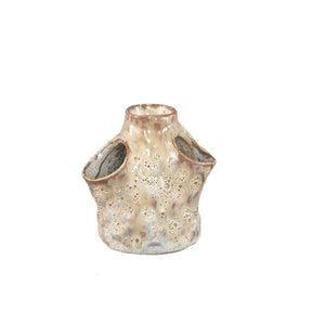 Vase - Ceramic Material, Embossed Design, Cream Color, S - Marshali | PTMD