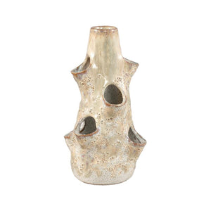 Vase - Ceramic Material, Embossed Design, Cream Color, L - Marshali | PTMD