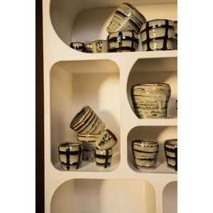 Flowerpot – Grey Surface, Round Shape, Striped Pattern, Ceramic Material, XL – Arpit | PTMD