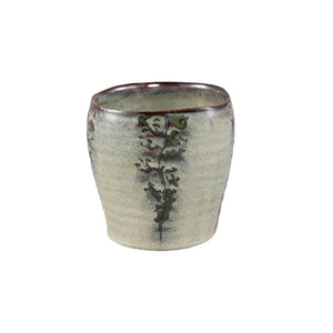 Flowerpot – Grey Surface, Round Shape, Striped Pattern, Ceramic Material, S – Arpit | PTMD