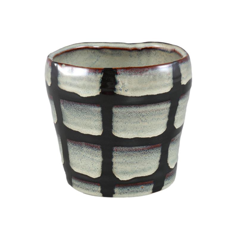 Flowerpot - White Surface, Pattern Design, Ceramic Material, L - Arpit | PTMD