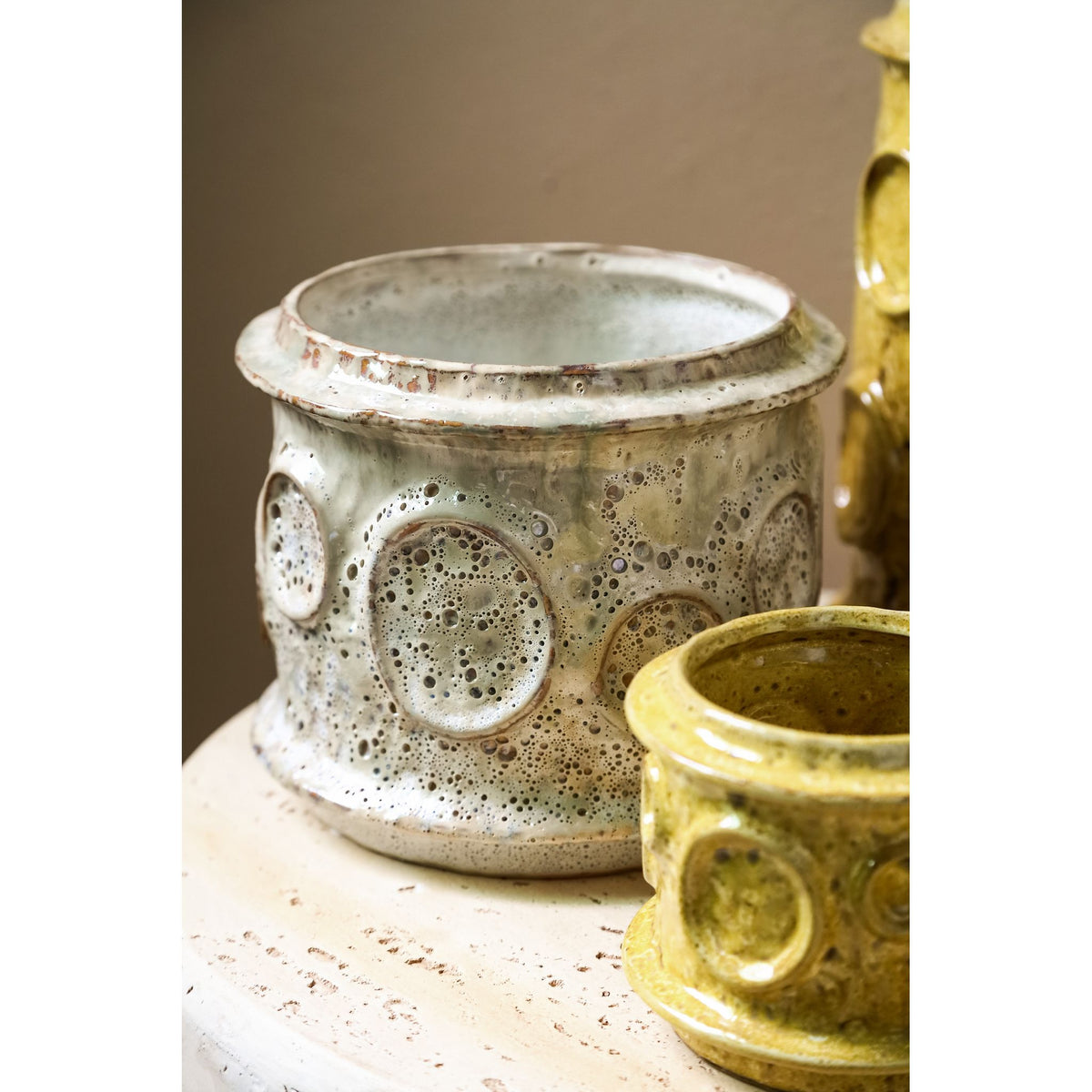 Flower Pot – Cream-colored, Round Shape, Circular Structure, Tall Form, Ceramic, L – Gregorie | PTMD