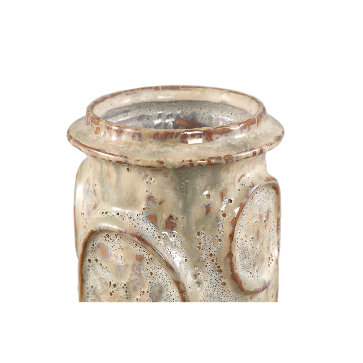 Flower Pot – Cream-colored, Round Shape, Circular Structure, Tall Form, Ceramic, L – Gregorie | PTMD