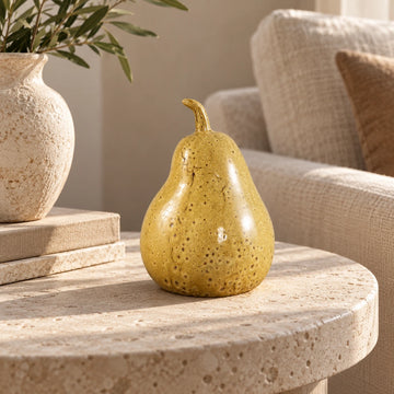 Statue – Birnenform Design, Organische Form, Keramik Material, Gelb – Sydny | PTMD