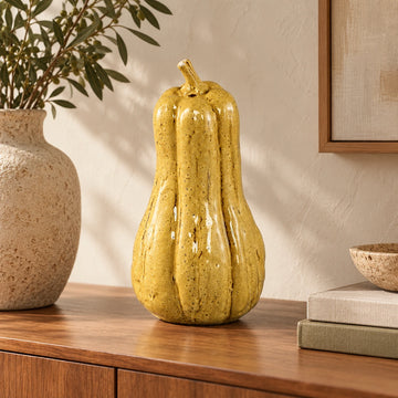 Statue – Kürbis Design, Organische Form, Keramik Material, Gelb, Hoch – Julija | PTMD