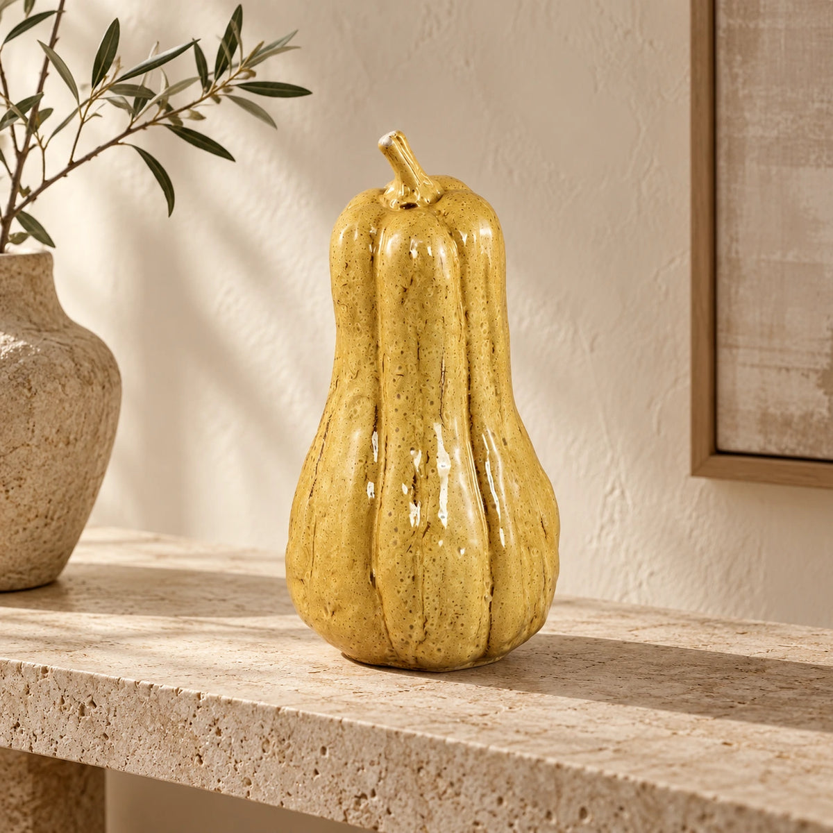 Statue – Kürbis Design, Organische Form, Keramik Material, Gelb, Hoch – Julija | PTMD