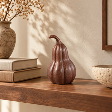 Statue – Kürbis Design, Organische Form, Keramik Material, Braun, Niedrig – Julija | PTMD