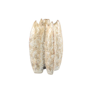 Vase – Keramikmaterial, Geformtes Design, Cremefarbe, L – Shareece | PTMD
