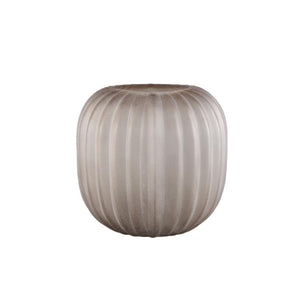 Vase – Sand Tone, Glass Material, Ribbed Design, Low Shape – Levente | PTMD