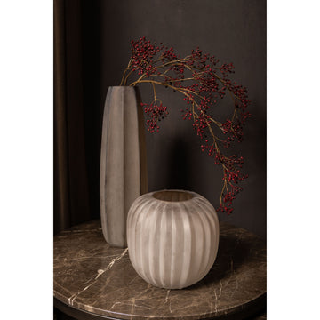 Vase – Sand Farbton, Glas Material, Geripptes Design, Hohe Form – Levente | PTMD