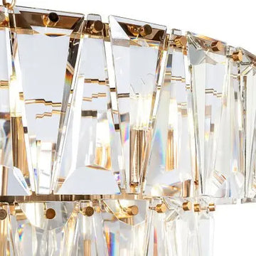 Pendant lamp with three-tiered, crystal-encrusted metal frame (18 × E14, height-adjustable) – Puntes | Maytoni