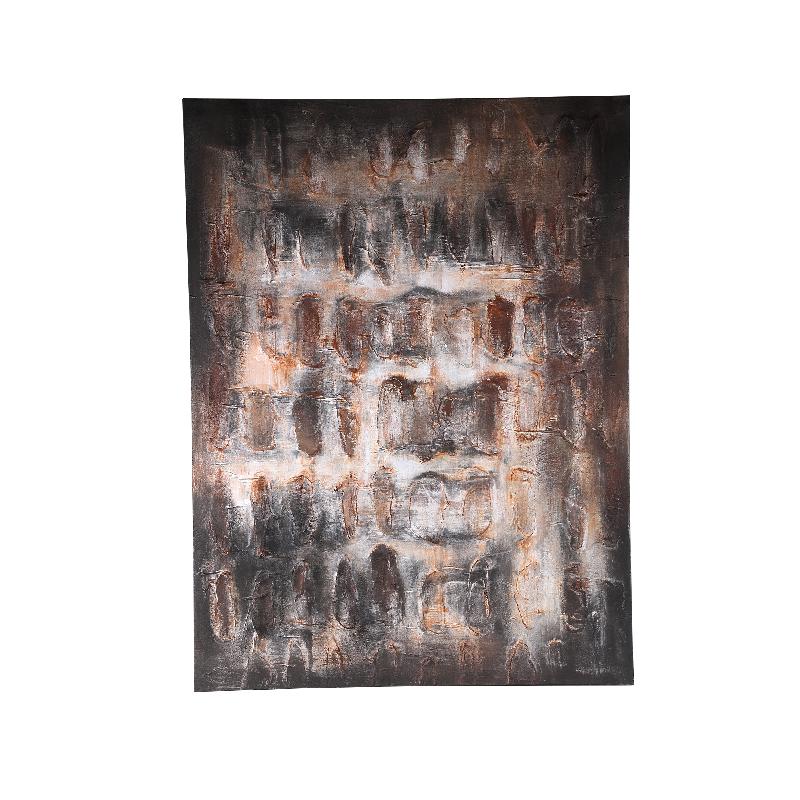 Polyester canvas wall panel with wooden frame, rough texture and dark brown finish - Xihan | PTMD
