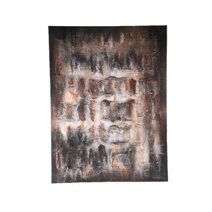 Polyester canvas wall panel with wooden frame, rough texture and dark brown finish - Xihan | PTMD