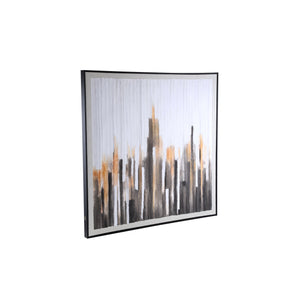 Wall panel made of polyester with paper strips, wooden frame and square shape, brown finish – Gustas | PTMD
