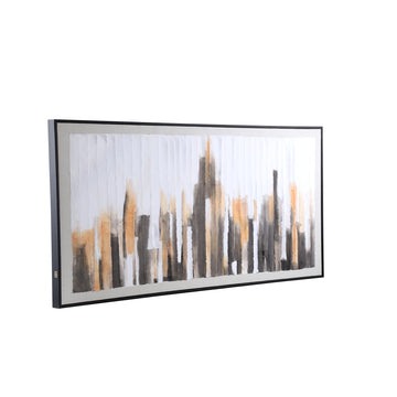 Wandpaneel aus Polyester mit Papierstreifen, Holzrahmen und rechteckiger Form, Braun-Finish – Gustas | PTMD