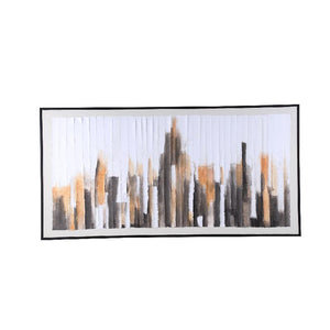 Polyester wall panel with paper strips, wooden frame and rectangular shape, brown finish - Gustas | PTMD