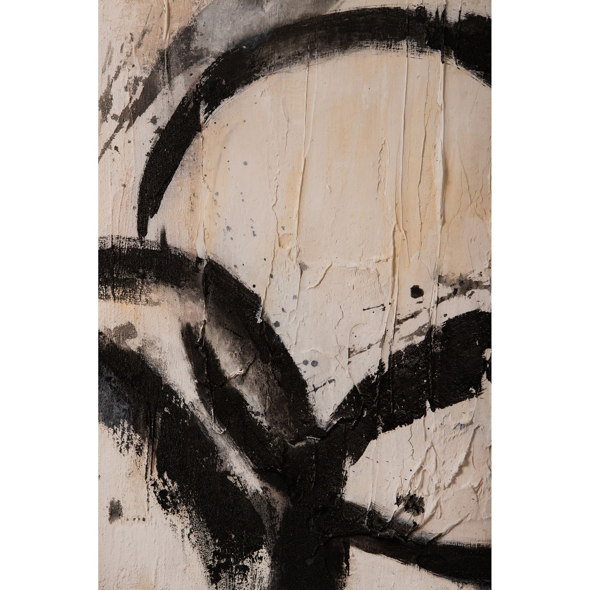 Wandpaneel aus Polyester-Canvas mit rechteckiger Form, Holzrahmen und Kreis-Motiv, Schwarz-Finish – Jor | PTMD