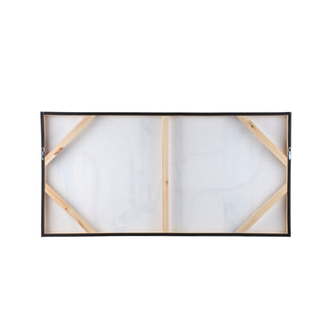 Wandpaneel aus Polyester-Canvas mit rechteckiger Form, Holzrahmen und Kreis-Motiv, Schwarz-Finish – Jor | PTMD