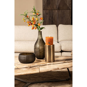 Glass Vase - Glass Material, Brown Shade, Round Shape, Wide Shape, L - Elichi | PTMD