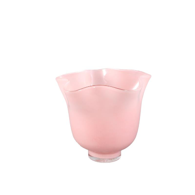 Hurricane Lamp – Light Pink Glass, Round Shape, Wavy Texture – Macarena | PTMD