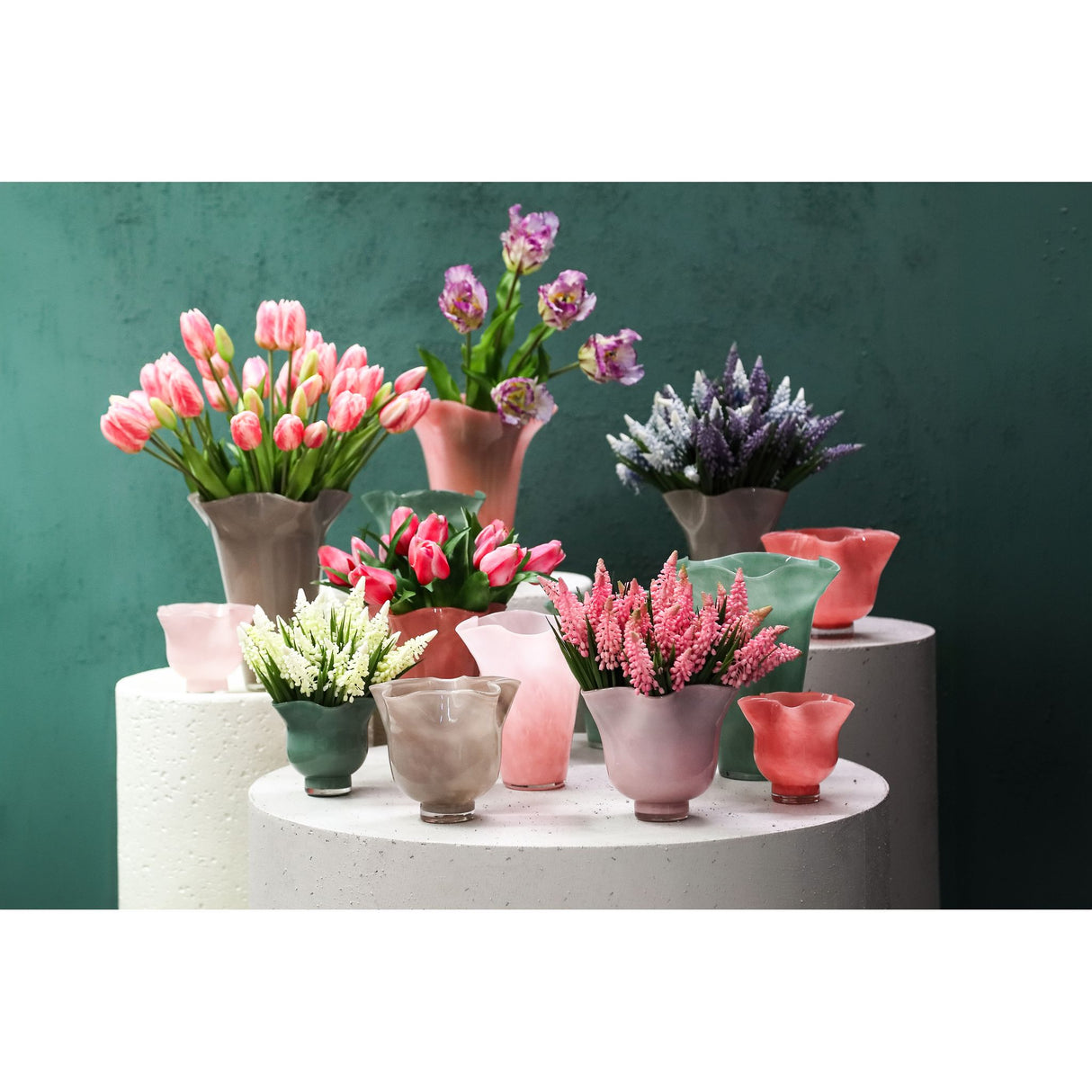 Vase – Braunes Glas, Runde Form, Wellenförmige Struktur, L – Macarena | PTMD