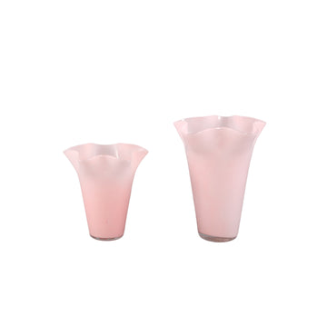 Vase – Light Pink Glass, Round Shape, Wavy Structure, L – Macarena | PTMD