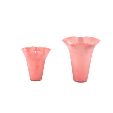Vase – Dark Pink Glass, Round Shape, Wavy Texture, L – Macarena | PTMD