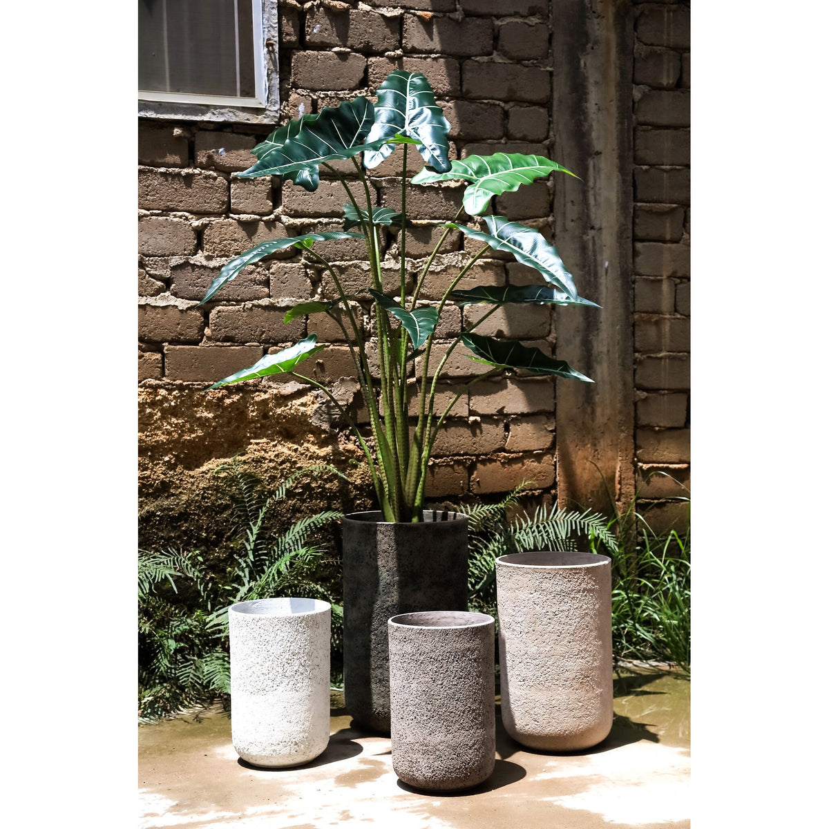 Topf – Runde Form, GRC Material, Grau, Hoch  – Deliahe | PTMD