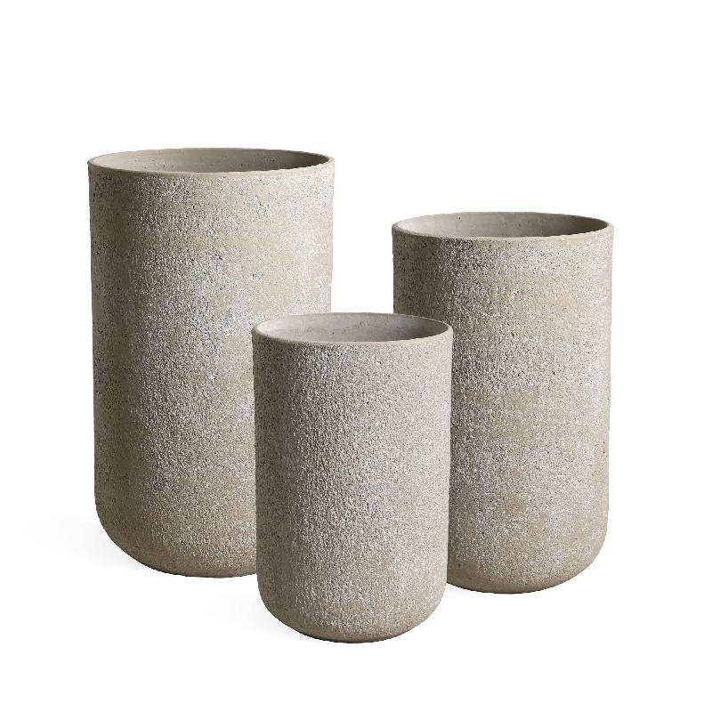Topf – Runde Form, GRC Material, Creme, Hoch – Deliahe | PTMD
