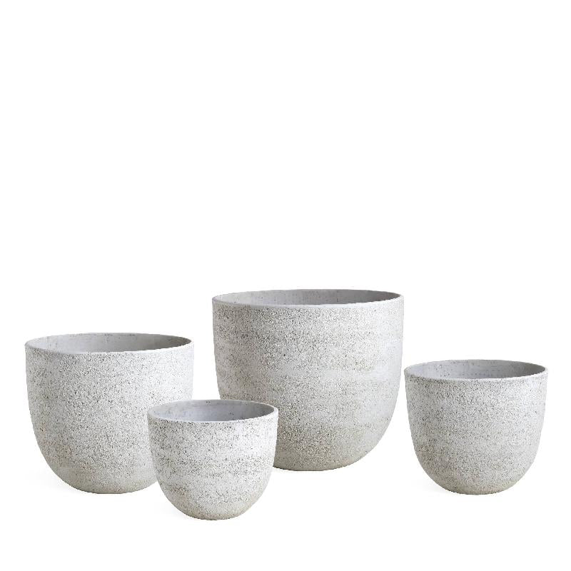 Pot – white finish, Bombay shape, partly handcrafted, set of 4 – Jay-Lo | PTMD
