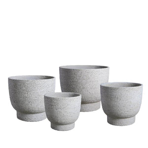 Pot - white surface, round shape, handmade, set of 4 on a foot - Pride | PTMD