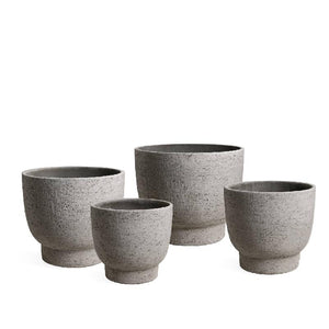 Pot – gray surface, round shape, handmade, set of 4 on a stand – Pride | PTMD