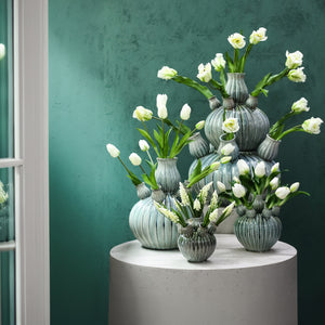 Vase – Ribbed Design, Ceramic Material, Turquoise Color, S – Nolou | PTMD