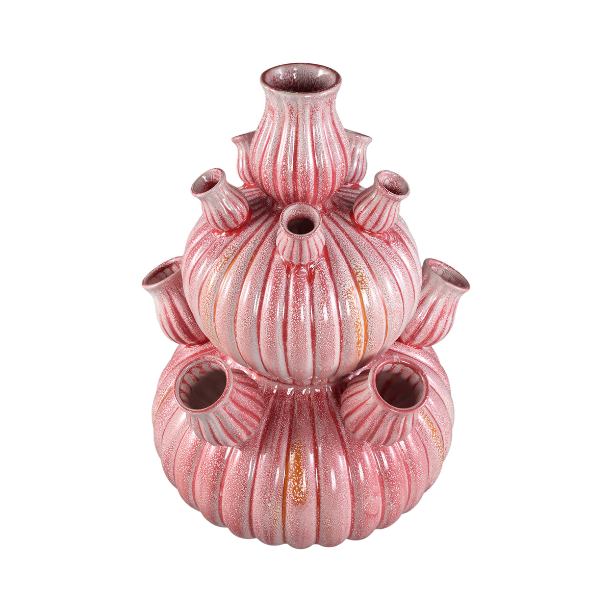 Vase – Geriffeltes Design, Keramik Material, Rosa Farbe, L – Nolou | PTMD