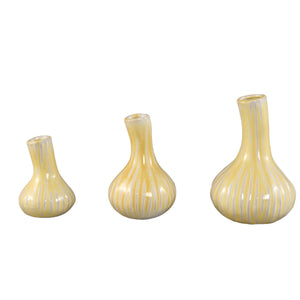 Vase - Garlic Shape Design, Ceramic Material, Yellow Color, L - Jaclyne | PTMD