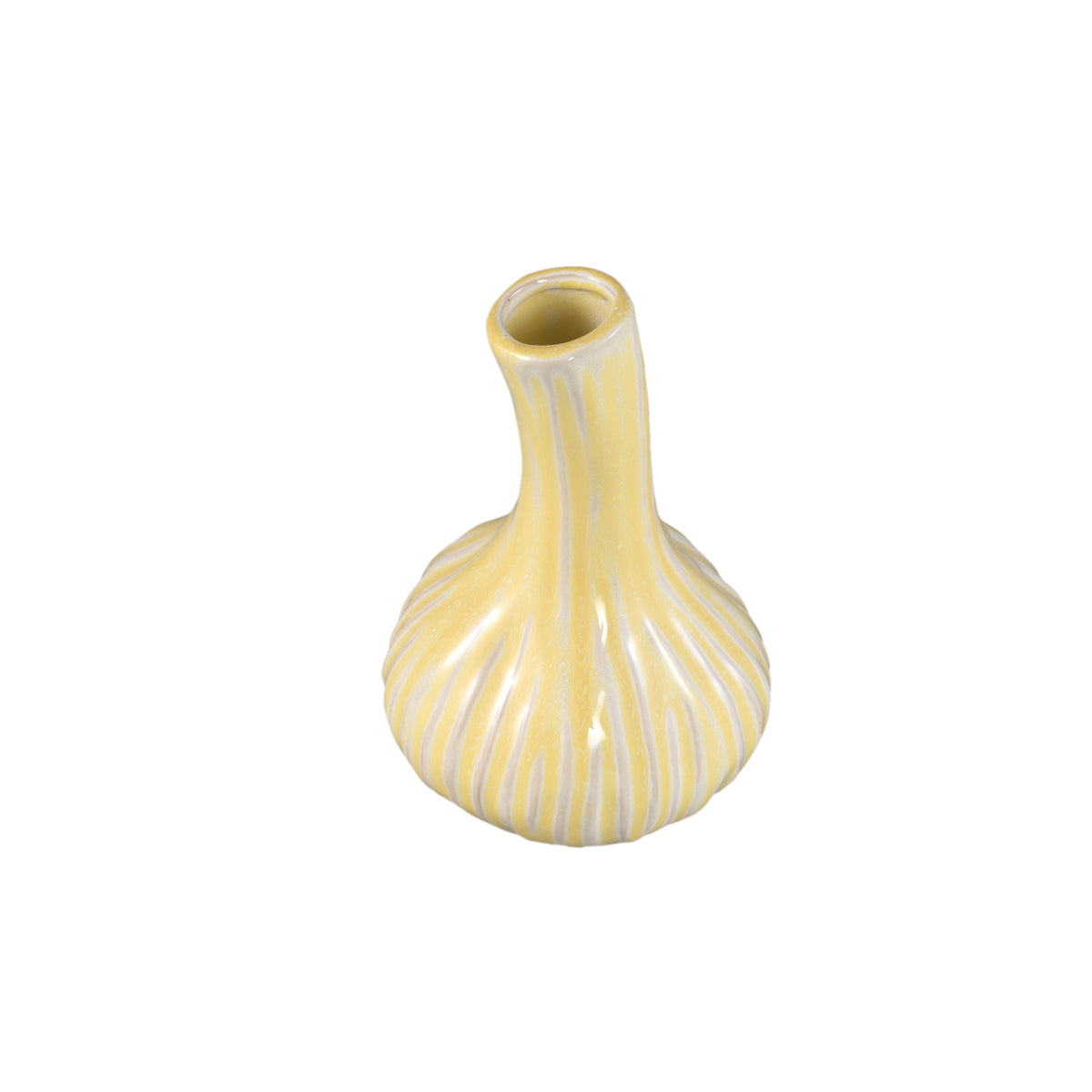Vase - Garlic Shape Design, Ceramic Material, Yellow Color, L - Jaclyne | PTMD