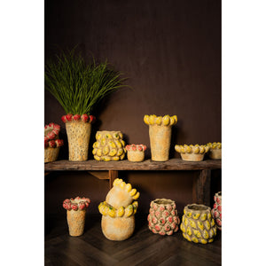 Pot – Red color, Round shape, Strawberry motif, Terracotta, S – Fruitsy | PTMD