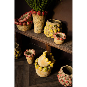 Topf – Zitronenrand Design, Runde Form, Gelbe Farbe, Terrakotta Keramik, Hoch, M – Fruitsy | PTMD