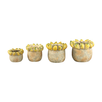 Topf – Zitronenrand Design, Runde Form, Gelbe Farbe, Terrakotta Keramik, L – Fruitsy | PTMD