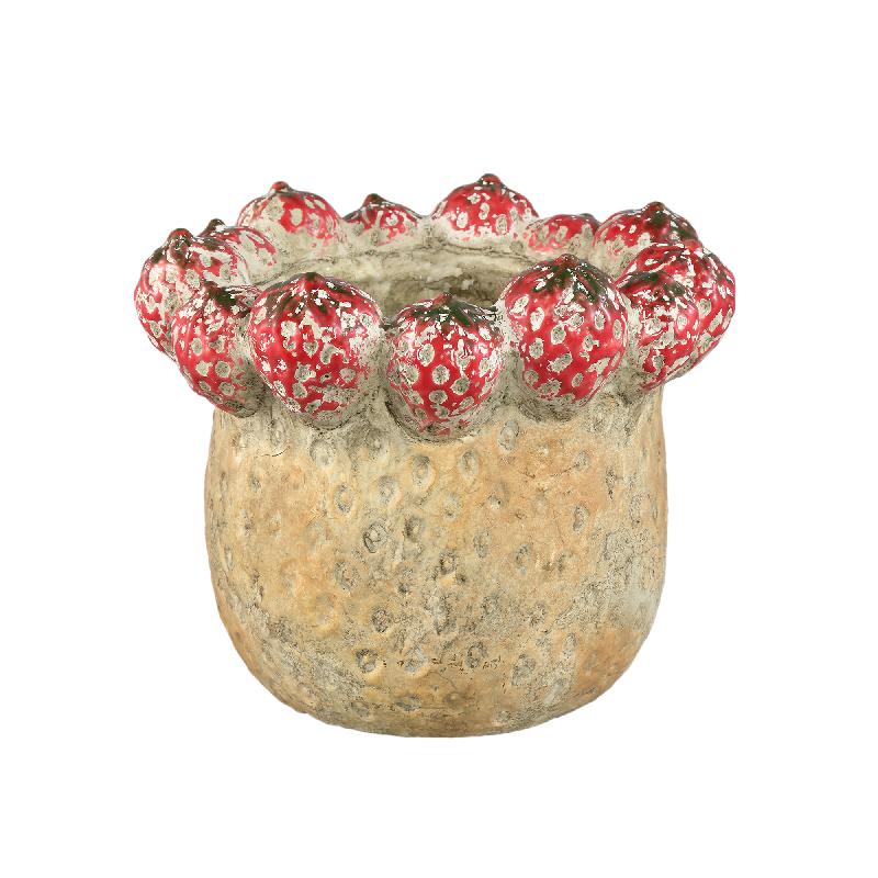 Pot - Red, Round, Strawberry Rim, Terracotta, L - Fruitsy | PTMD