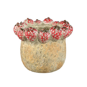 Pot - Red, Round, Strawberry Rim, Terracotta, L - Fruitsy | PTMD