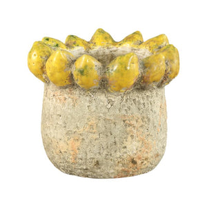 Pot – Lemon Rim Design, Round Shape, Yellow Colour, Terracotta Ceramic, M – Fruitsy | PTMD