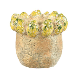 Pot – Lemon Rim Design, Round Shape, Yellow Color, Terracotta Ceramic, S – Fruitsy | PTMD