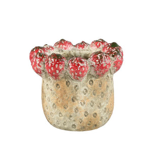 Pot - Red, Round, Strawberry Rim, Terracotta, S - Fruitsy | PTMD