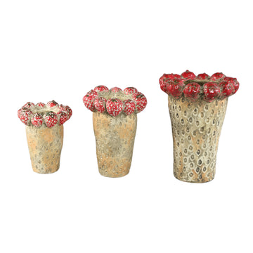 Topf – Erdbeer Design, Runde Form, Rote Farbe, Terrakotta Keramik, Hoch, L – Fruitsy | PTMD