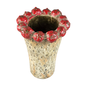 Topf – Erdbeer Design, Runde Form, Rote Farbe, Terrakotta Keramik, Hoch, L – Fruitsy | PTMD
