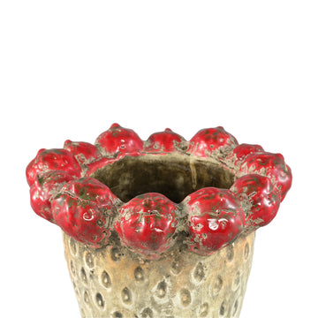 Topf – Erdbeer Design, Runde Form, Rote Farbe, Terrakotta Keramik, Hoch, L – Fruitsy | PTMD