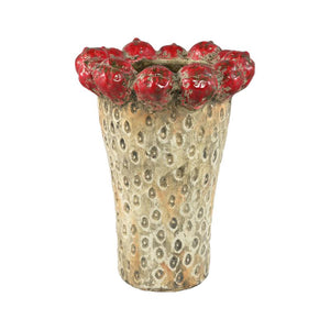 Pot – Strawberry Design, Round Shape, Red Color, Terracotta Ceramic, Tall, L – Fruitsy | PTMD